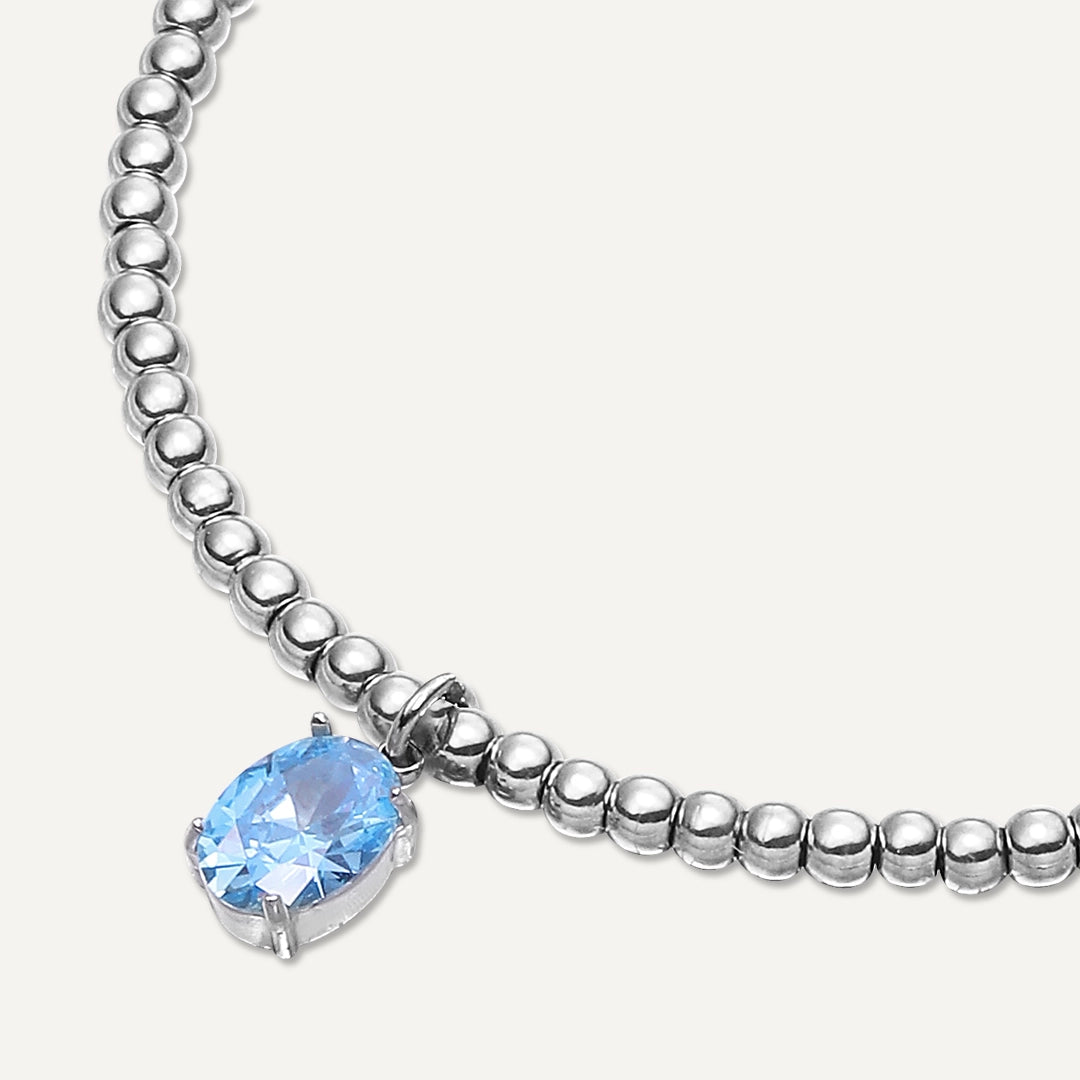 Memories: "DECEMBER" | Blue Zircon Bracelet | White Gold-Plated