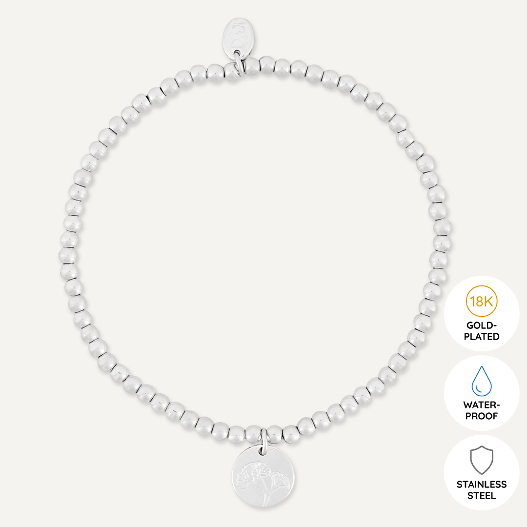 Memories: "JANUARY" | Carnation Bracelet | White Gold-Plated