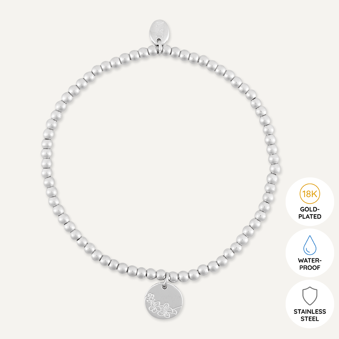 Memories: "MARCH" | Cherry Blossom Bracelet | White Gold-Plated