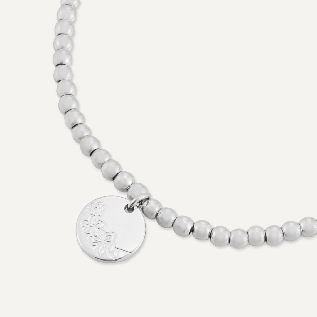 Memories: "MARCH" | Cherry Blossom Bracelet | White Gold-Plated