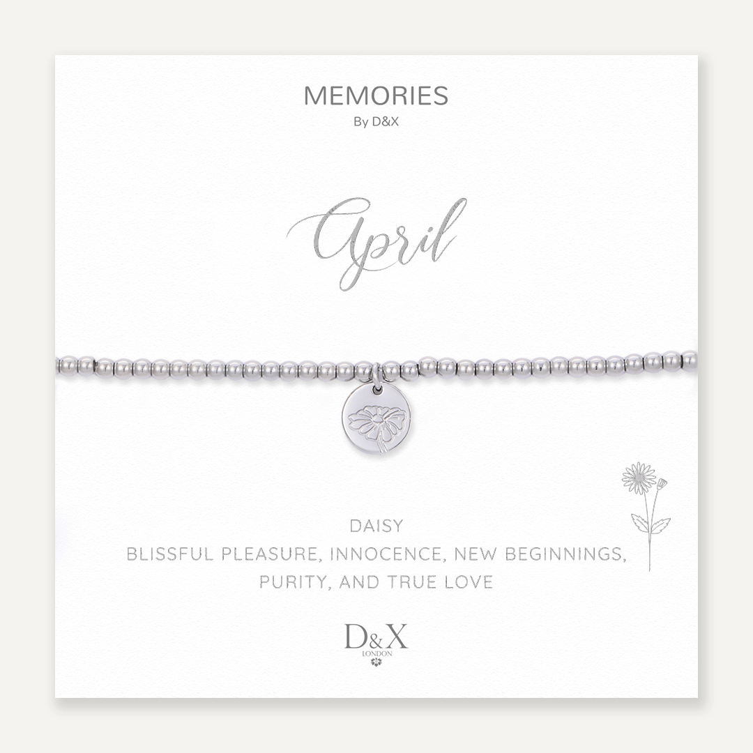 Memories: "APRIL" | Daisy Bracelet | White Gold-Plated