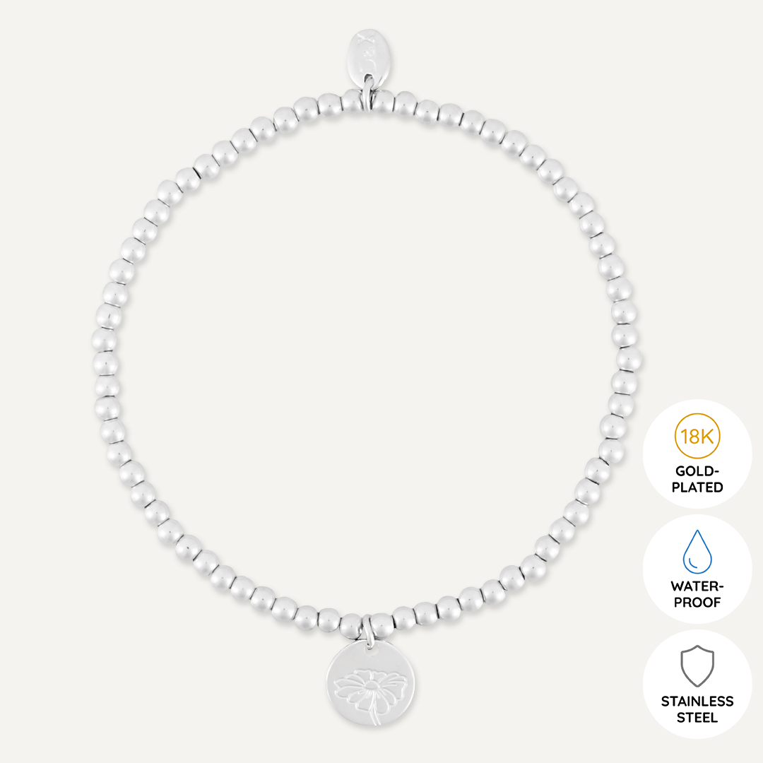 Memories: "APRIL" | Daisy Bracelet | White Gold-Plated