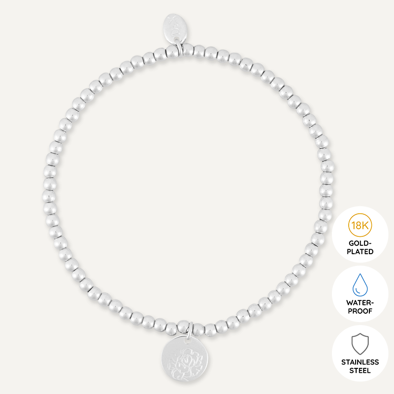 Memories: "MAY" | Peony Bracelet | White Gold-Plated