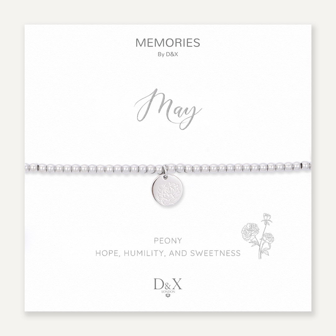 Memories: "MAY" | Peony Bracelet | White Gold-Plated