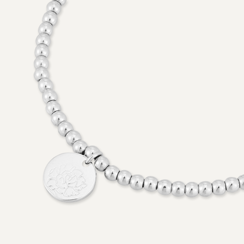 Memories: "MAY" | Peony Bracelet | White Gold-Plated