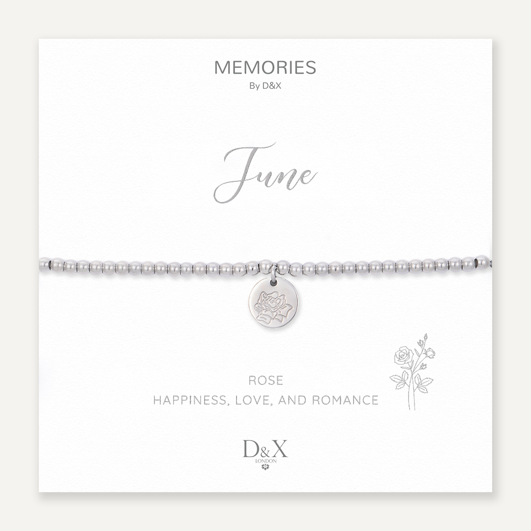 Memories: "JUNE" | Rose Bracelet | White Gold-Plated