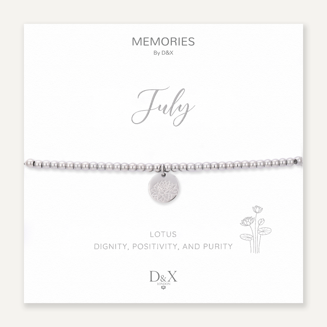 Memories: "JULY" | Lotus Bracelet | White Gold-Plated