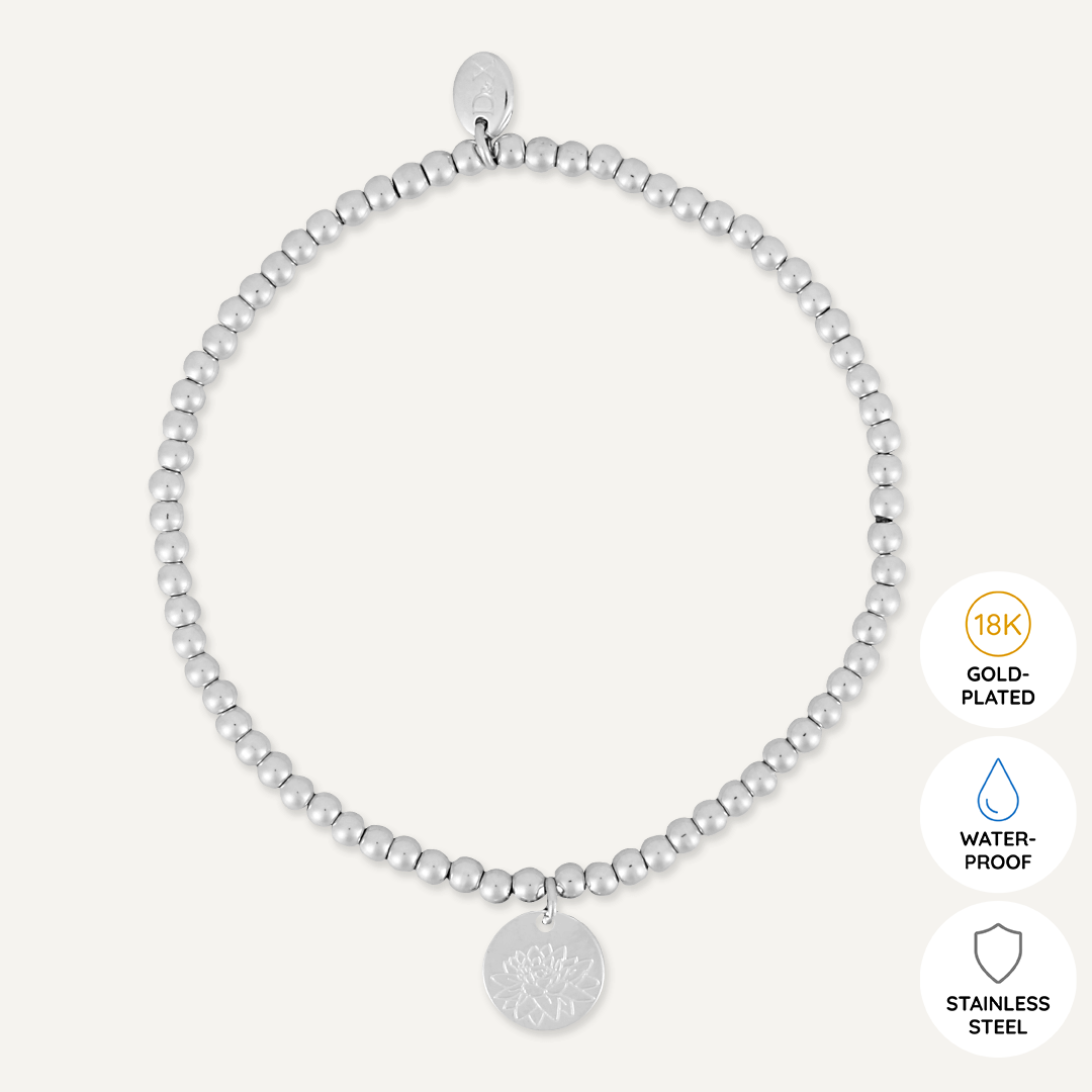 Memories: "JULY" | Lotus Bracelet | White Gold-Plated