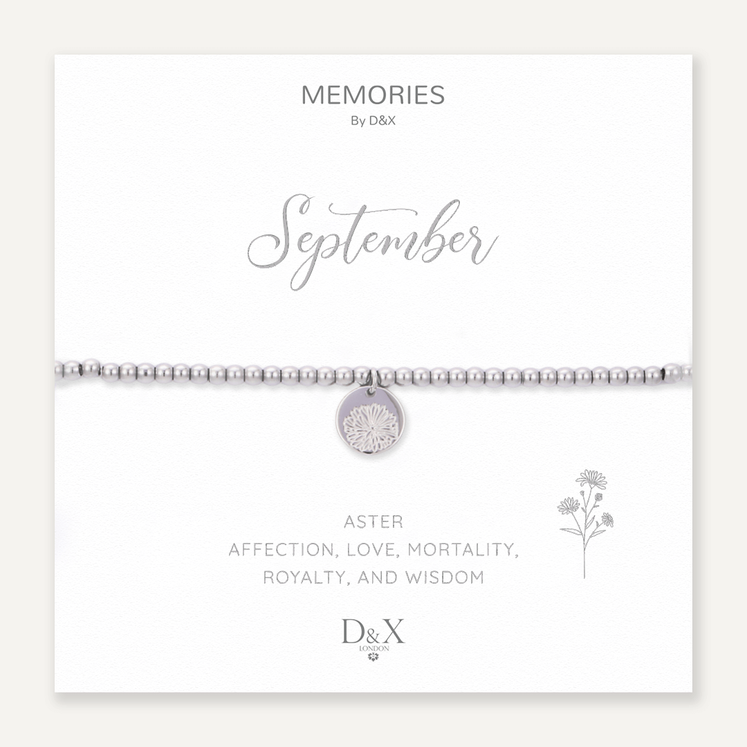 Memories: "SEPTEMBER" | Aster Bracelet | White Gold-Plated