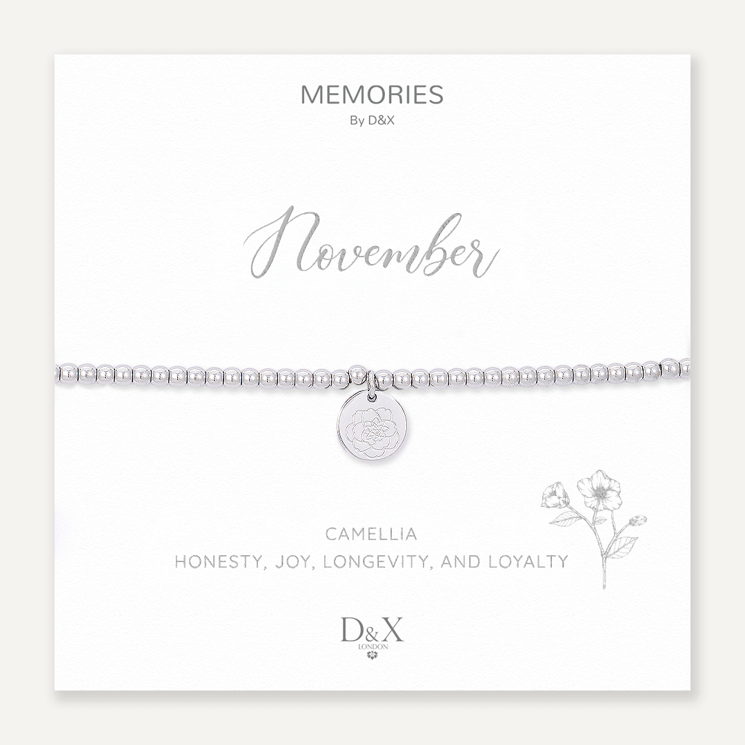 Memories: "NOVEMBER" | Camellia Bracelet | White Gold-Plated