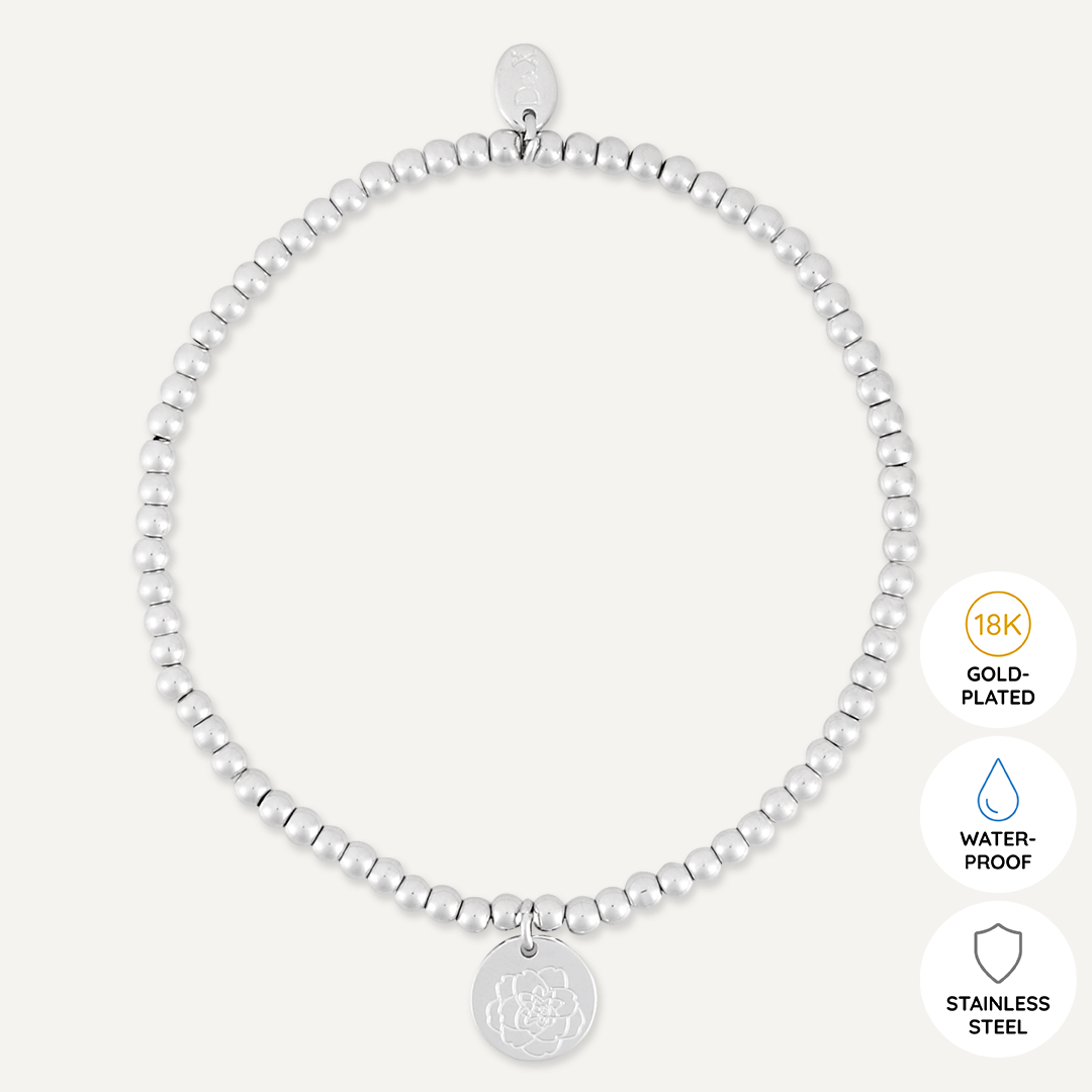 Memories: "NOVEMBER" | Camellia Bracelet | White Gold-Plated