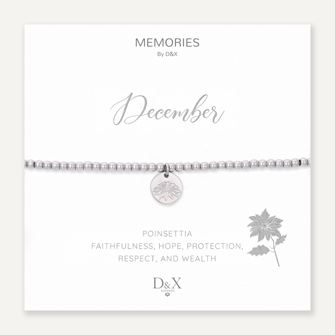 Memories: "DECEMBER" | Poinsettia Bracelet | White Gold-Plated