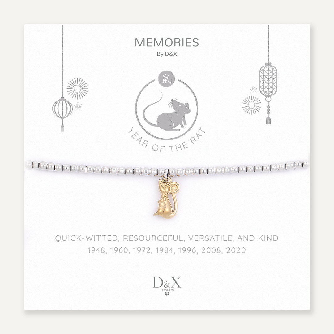 Memories: "YEAR OF THE RAT" | Rat Bracelet | White Gold & 18K Gold-Plated