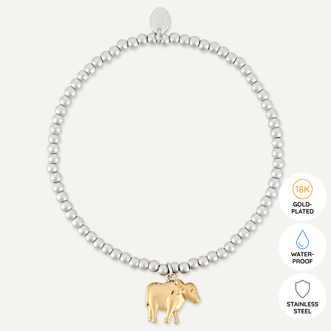 Memories: "YEAR OF THE OX" | Ox  Bracelet | White Gold & 18K Gold-Plated