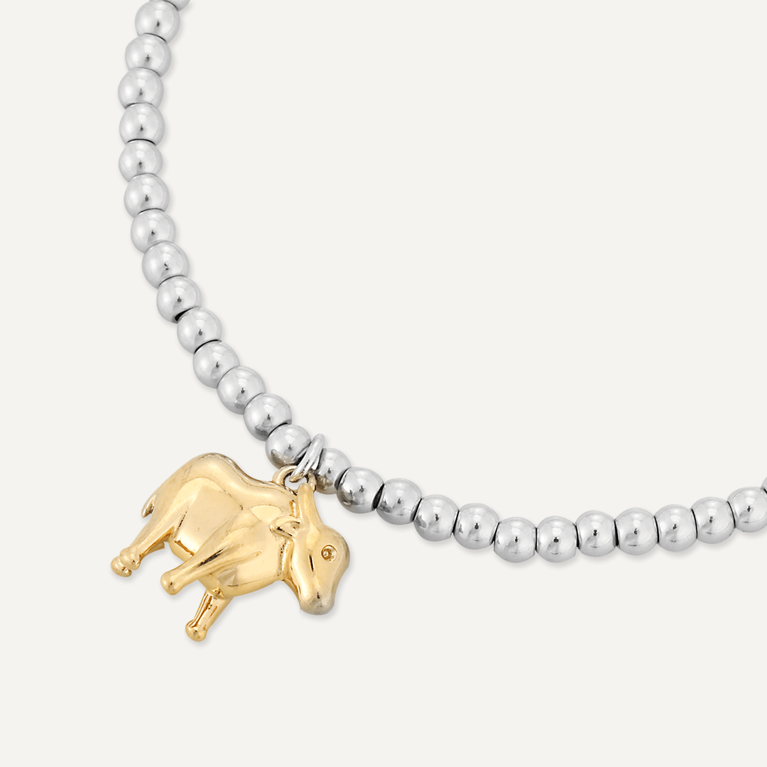 Memories: "YEAR OF THE OX" | Ox  Bracelet | White Gold & 18K Gold-Plated