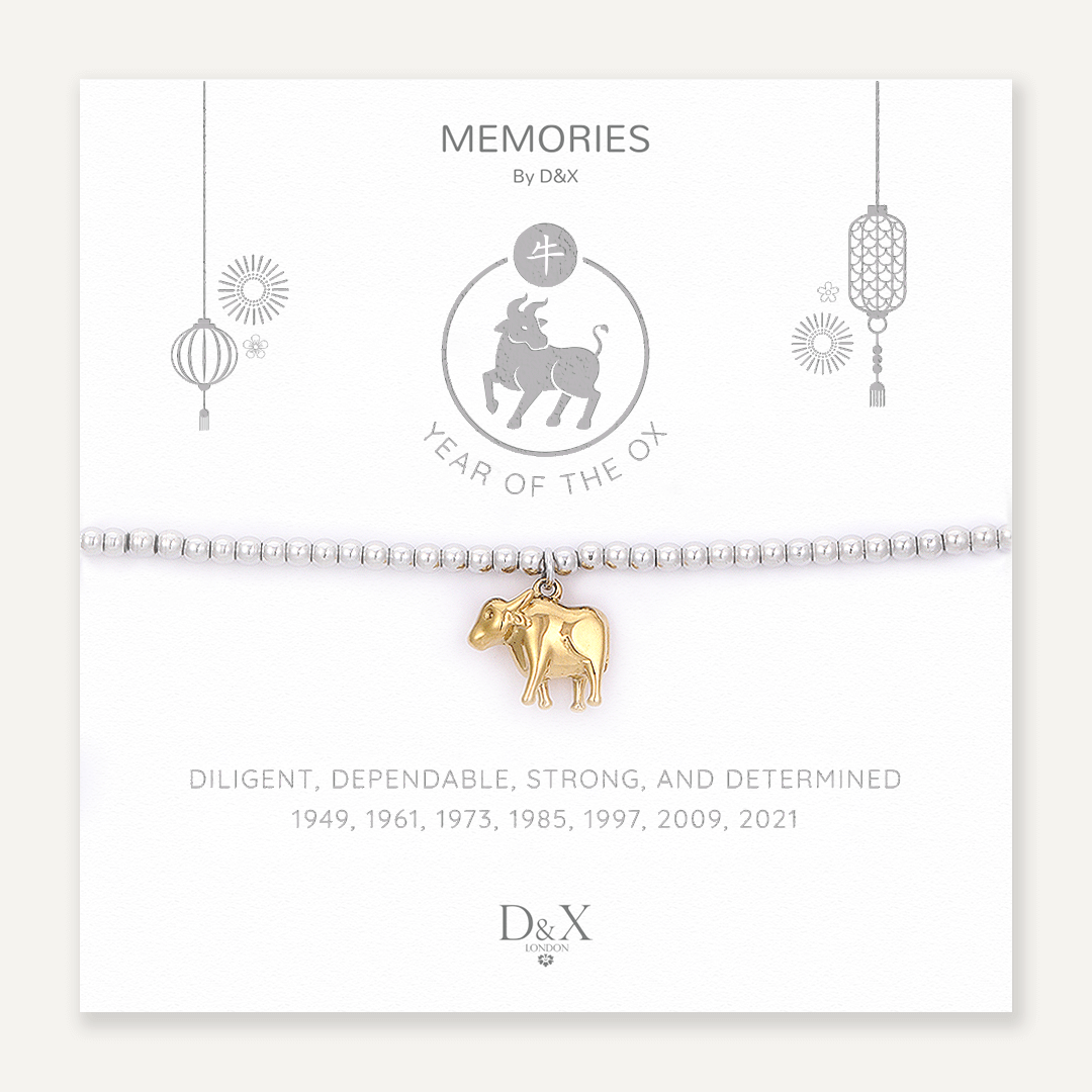 Memories: "YEAR OF THE OX" | Ox  Bracelet | White Gold & 18K Gold-Plated