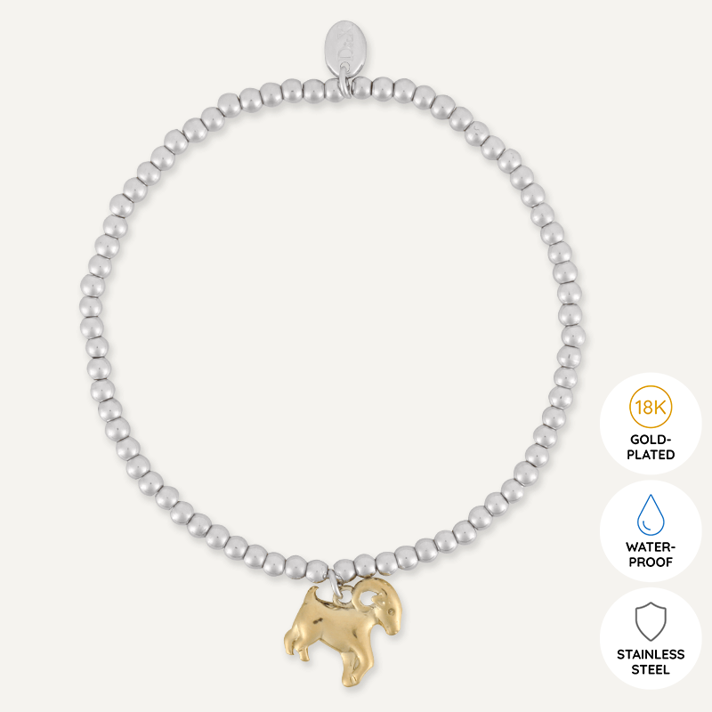 Memories: "YEAR OF THE GOAT" | Goat Bracelet | White Gold & 18K Gold-Plated