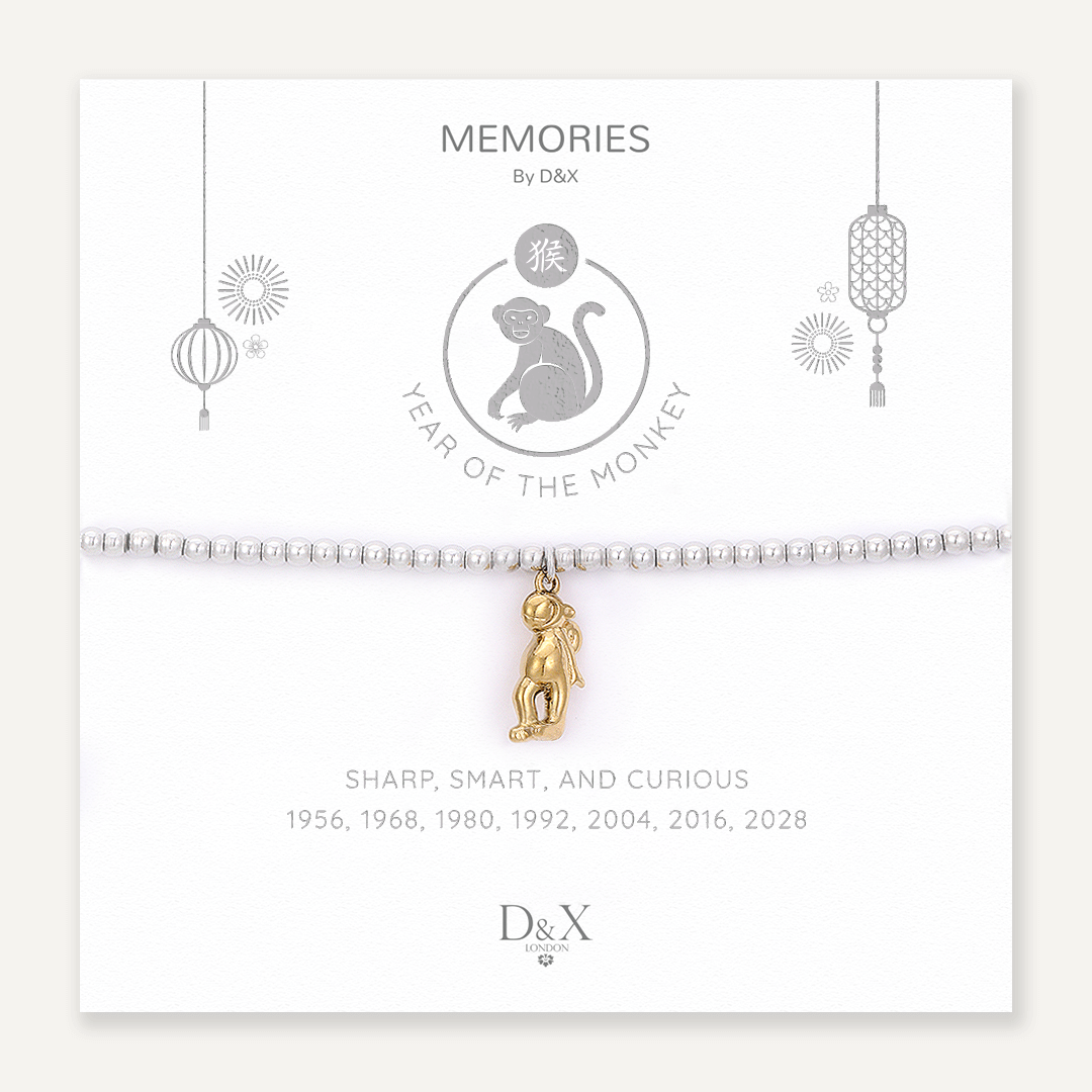 Memories: "YEAR OF THE MONKEY" | Monkey Bracelet | White Gold & 18K Gold-Plated