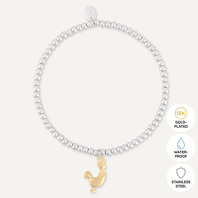 Memories: "YEAR OF THE ROOSTER" | Rooster Bracelet | White Gold & 18K Gold-Plated