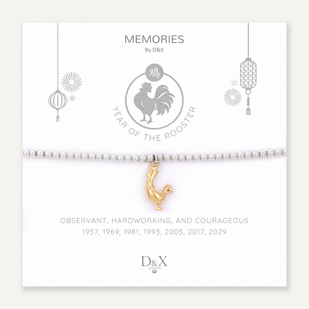 Memories: "YEAR OF THE ROOSTER" | Rooster Bracelet | White Gold & 18K Gold-Plated