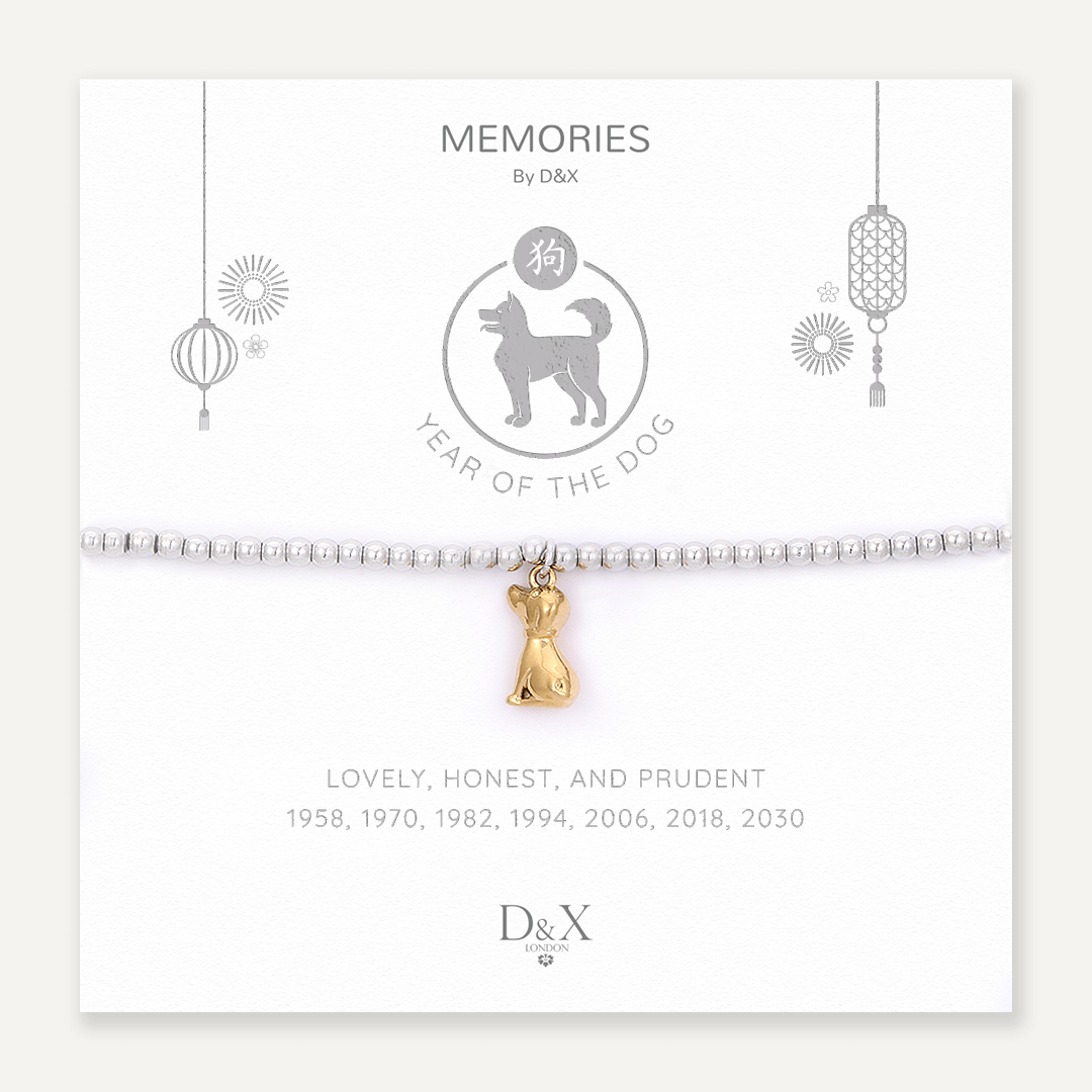 Memories: "YEAR OF THE DOG" | Dog Bracelet | White Gold & 18K Gold-Plated