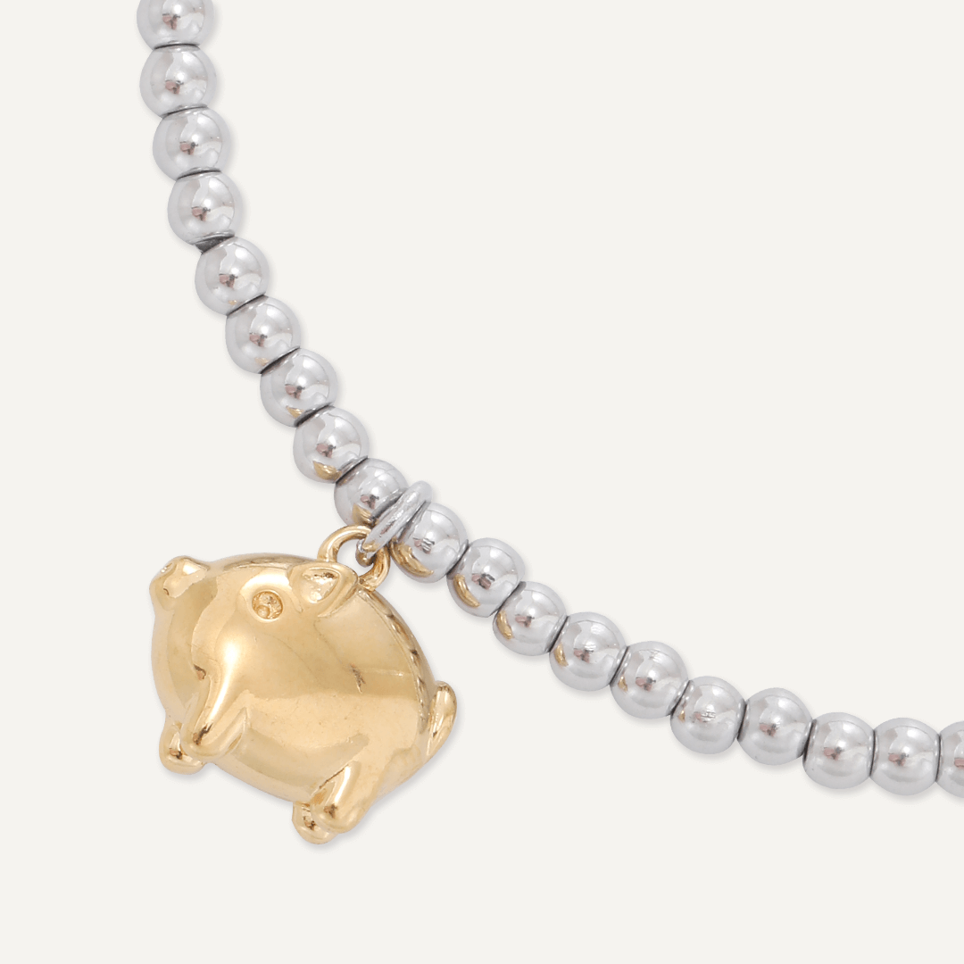 Memories: "YEAR OF THE PIG" | Pig Bracelet | White Gold & 18K Gold-Plated