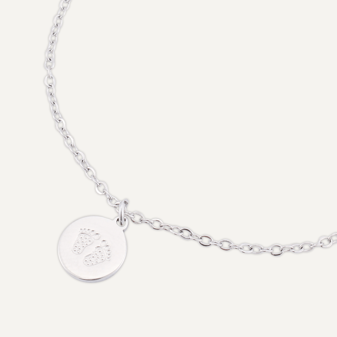 Memories: "NEW BABY" | Footprint Bracelet | White Gold-Plated