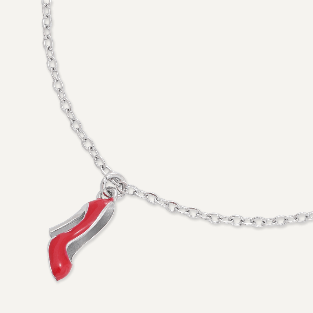 Memories: "SHOE ADDICT" | Red Stiletto Bracelet | White Gold-Plated | Multi-Colour