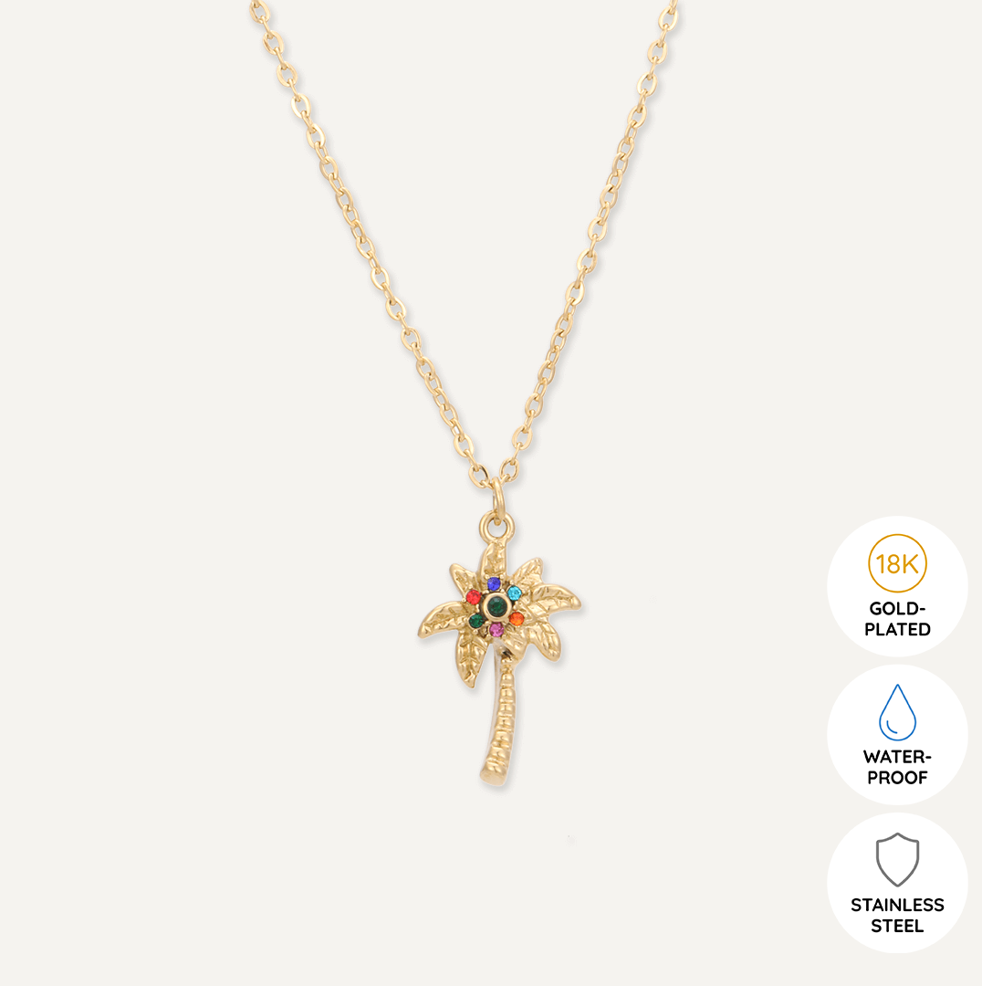 Memories: "HOLIDAY" | Palm Tree Necklace | 18K Gold-Plated