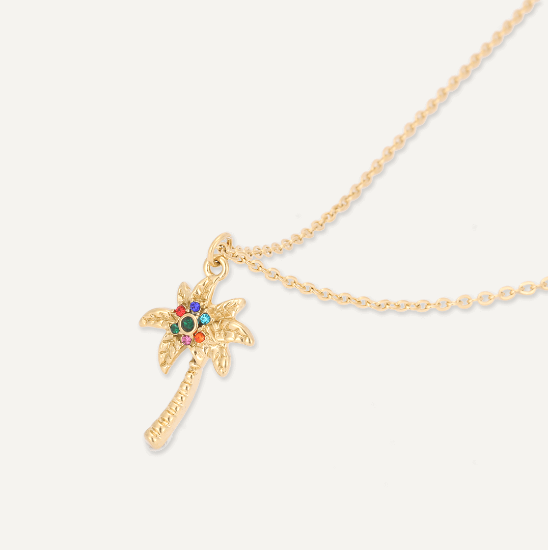 Memories: "HOLIDAY" | Palm Tree Necklace | 18K Gold-Plated