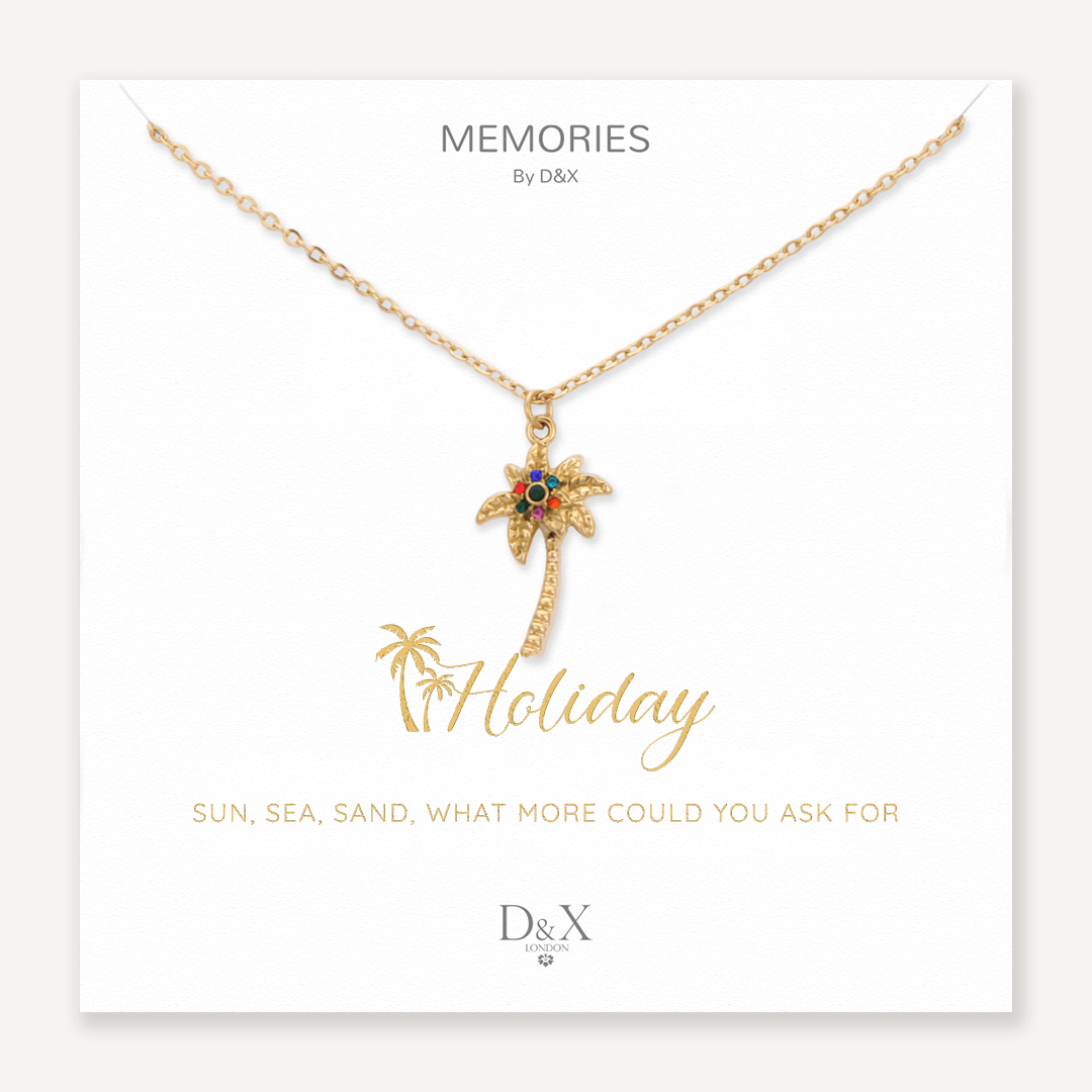 Memories: "HOLIDAY" | Palm Tree Necklace | 18K Gold-Plated