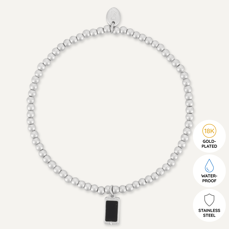 Memories: "CERTIFIED PHONE ADDICT" | Cell Phone Bracelet | White Gold-Plated | Multi-Colour