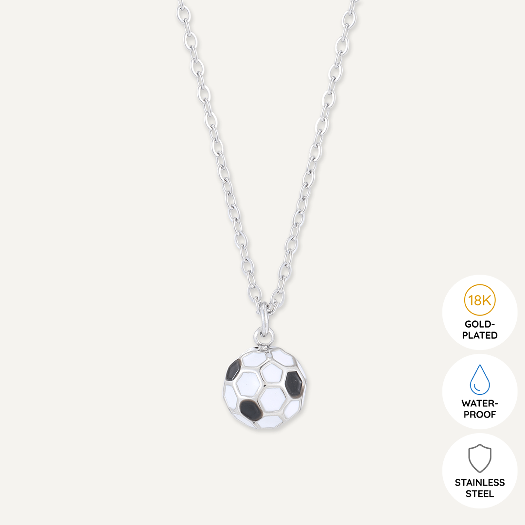 Memories: "BACK OF THE NET"  | Football Ball Necklace | White Gold-Plated | Multi-Colour