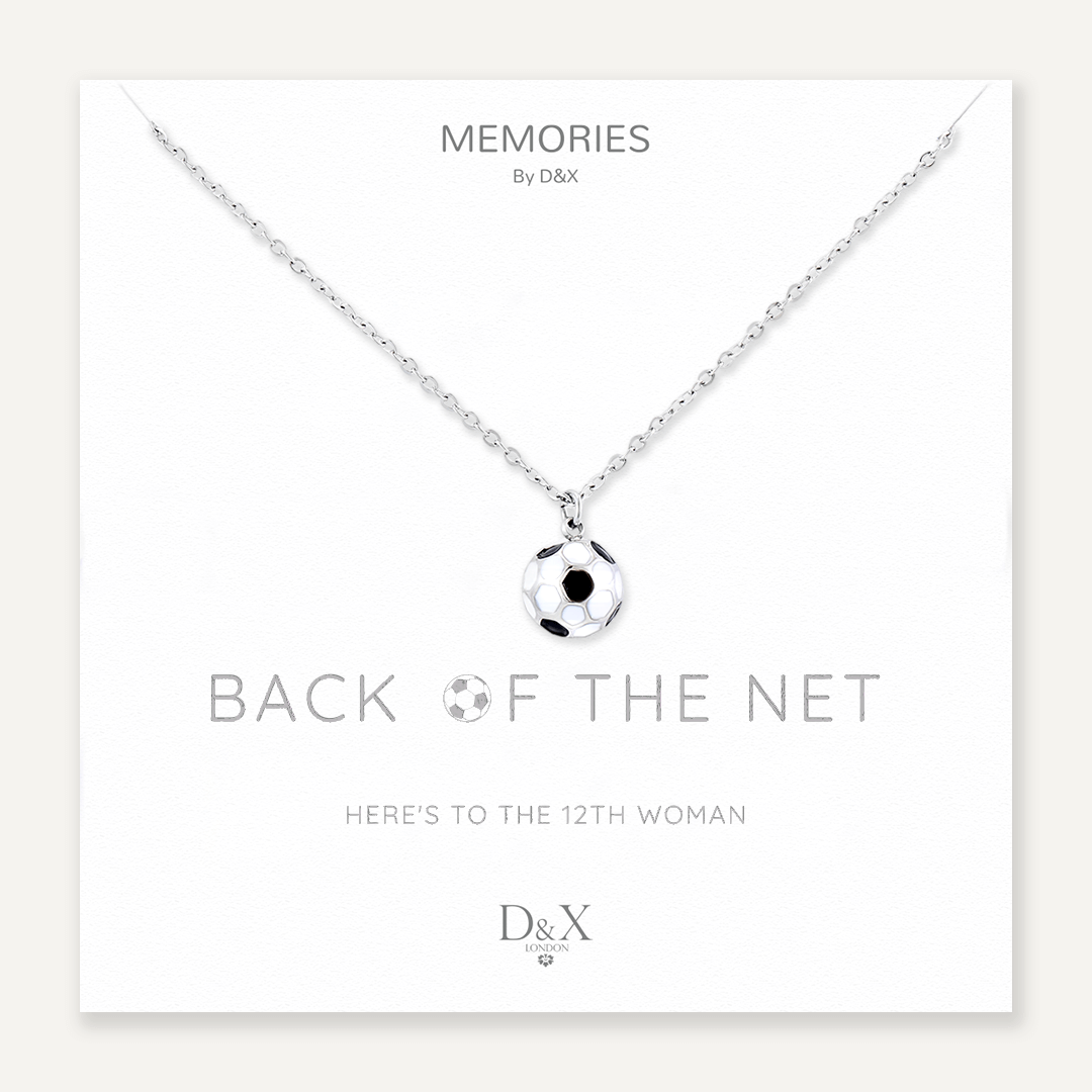 Memories: "BACK OF THE NET"  | Football Ball Necklace | White Gold-Plated | Multi-Colour