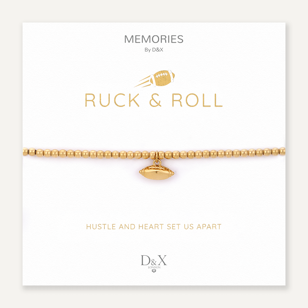 Memories: "RUCK & ROLL" | Rugby Ball Bracelet | 18K Gold-Plated