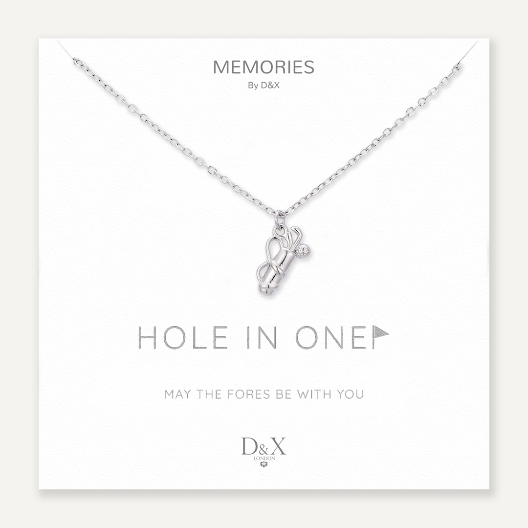 Memories: "HOLE IN ONE" | Golf Set Necklace | White Gold-Plated