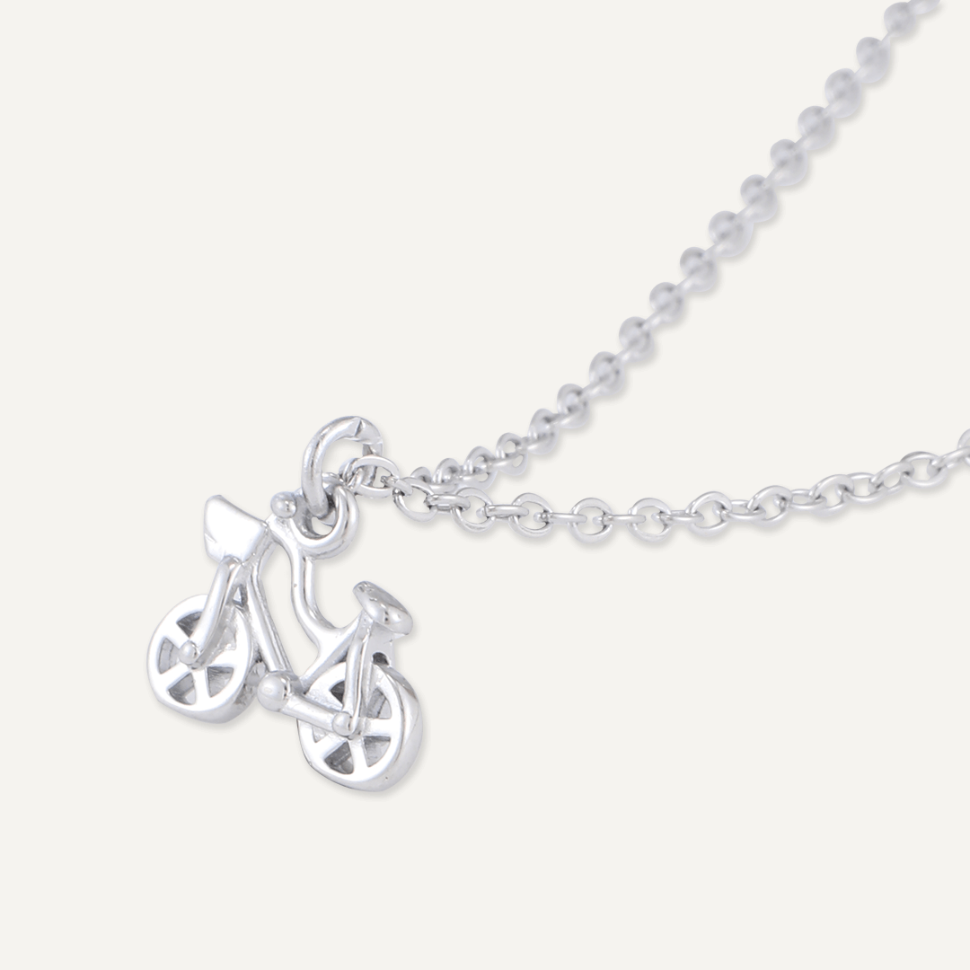 Memories: "BORN TO RIDE" | Motorcycle Necklace | White Gold-Plated