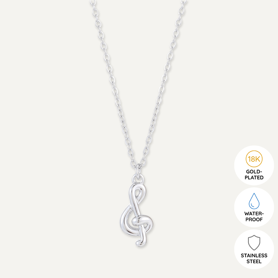 Memories: "TAKE NOTE" | Music Note Necklace | White Gold-Plated