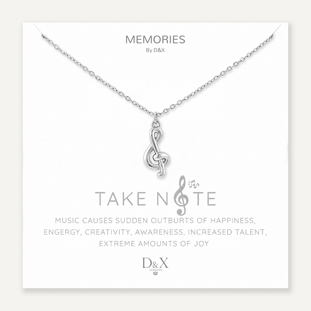 Memories: "TAKE NOTE" | Music Note Necklace | White Gold-Plated