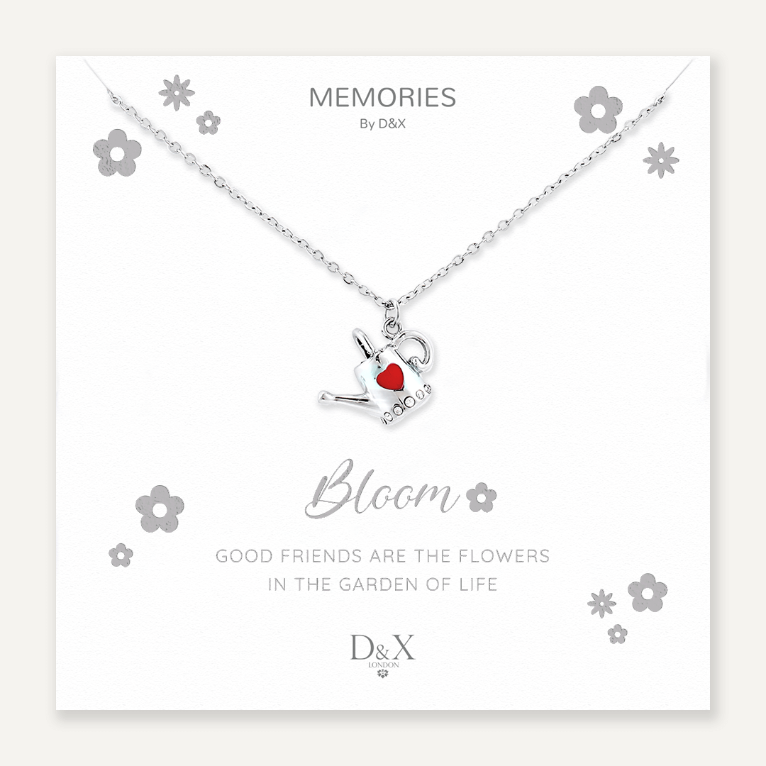 Memories: "BLOOM" | Tea Pot Necklace | White Gold-Plated