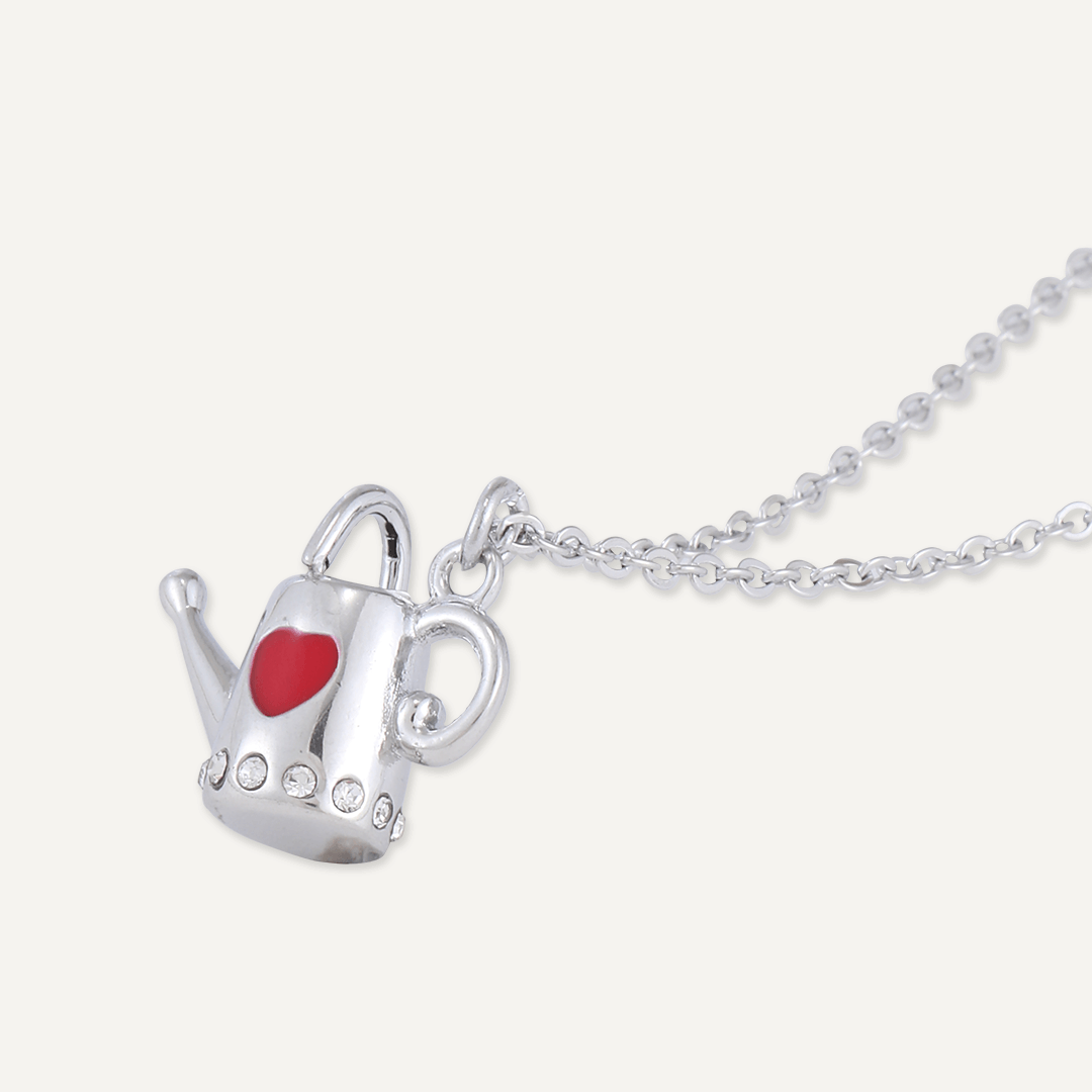 Memories: "BLOOM" | Tea Pot Necklace | White Gold-Plated