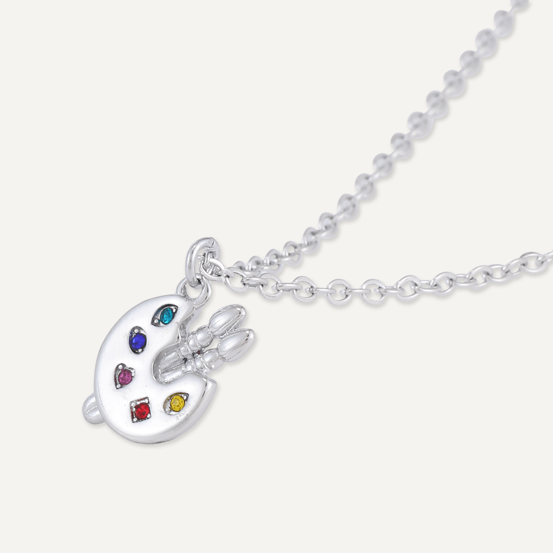 Memories: "ARTISTE" | Painting Set Necklace | White Gold-Plated