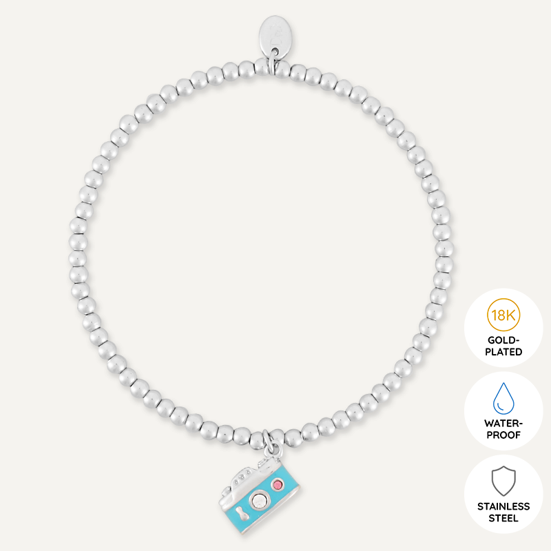 Memories: "SNAP" | Camera Bracelet | White Gold-Plated | Multi-Colour