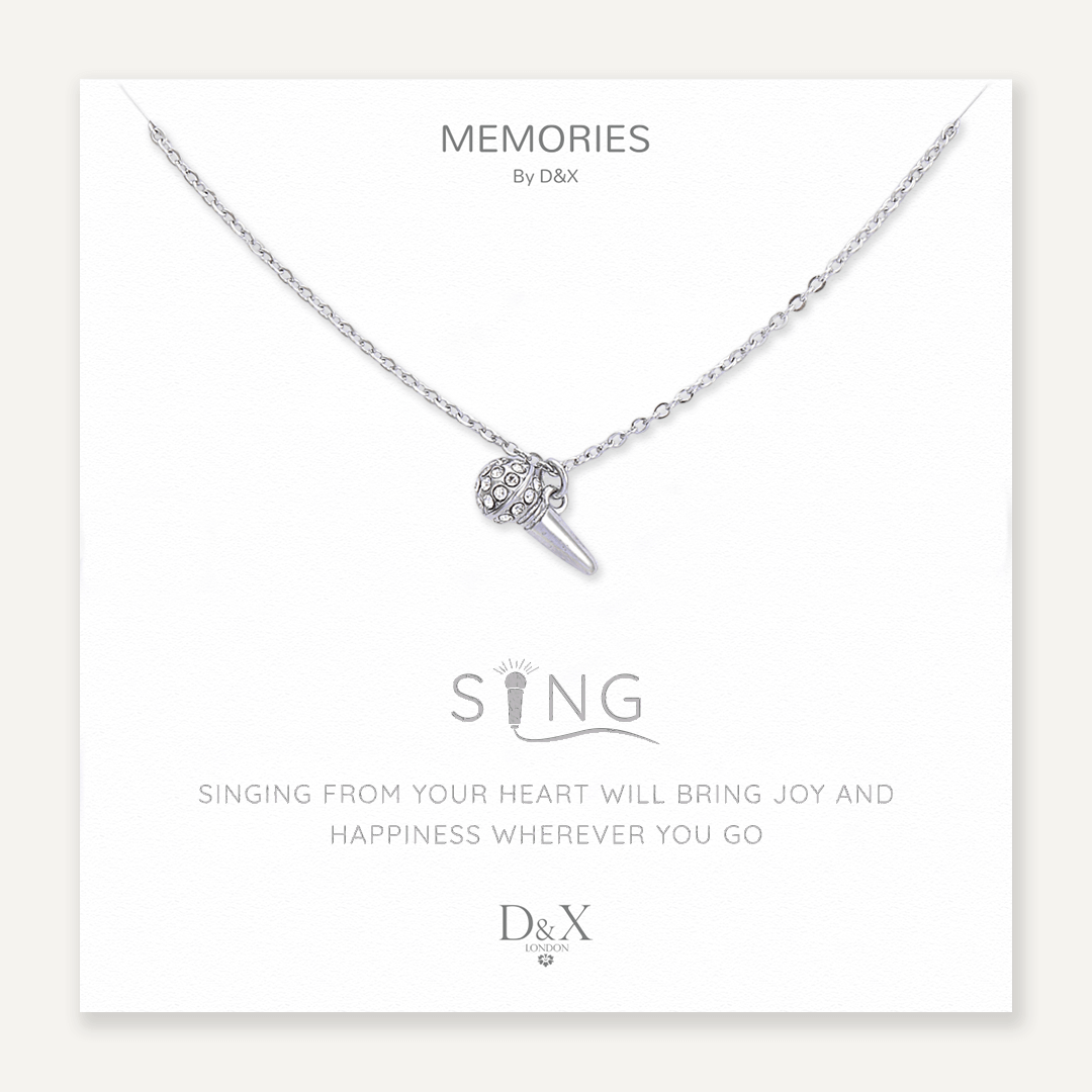 Memories: "SING" | Singing Mic Necklace | White Gold-Plated