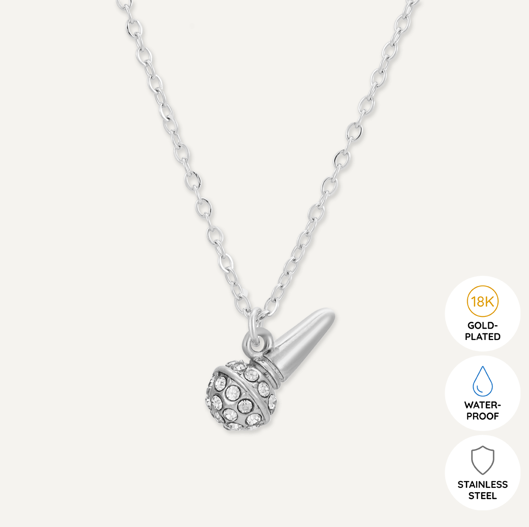 Memories: "SING" | Singing Mic Necklace | White Gold-Plated