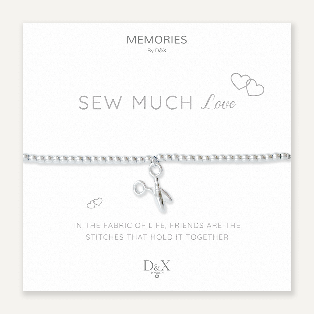 Memories: "SEW MUCH LOVE" | Scissors Bracelet | White Gold-Plated