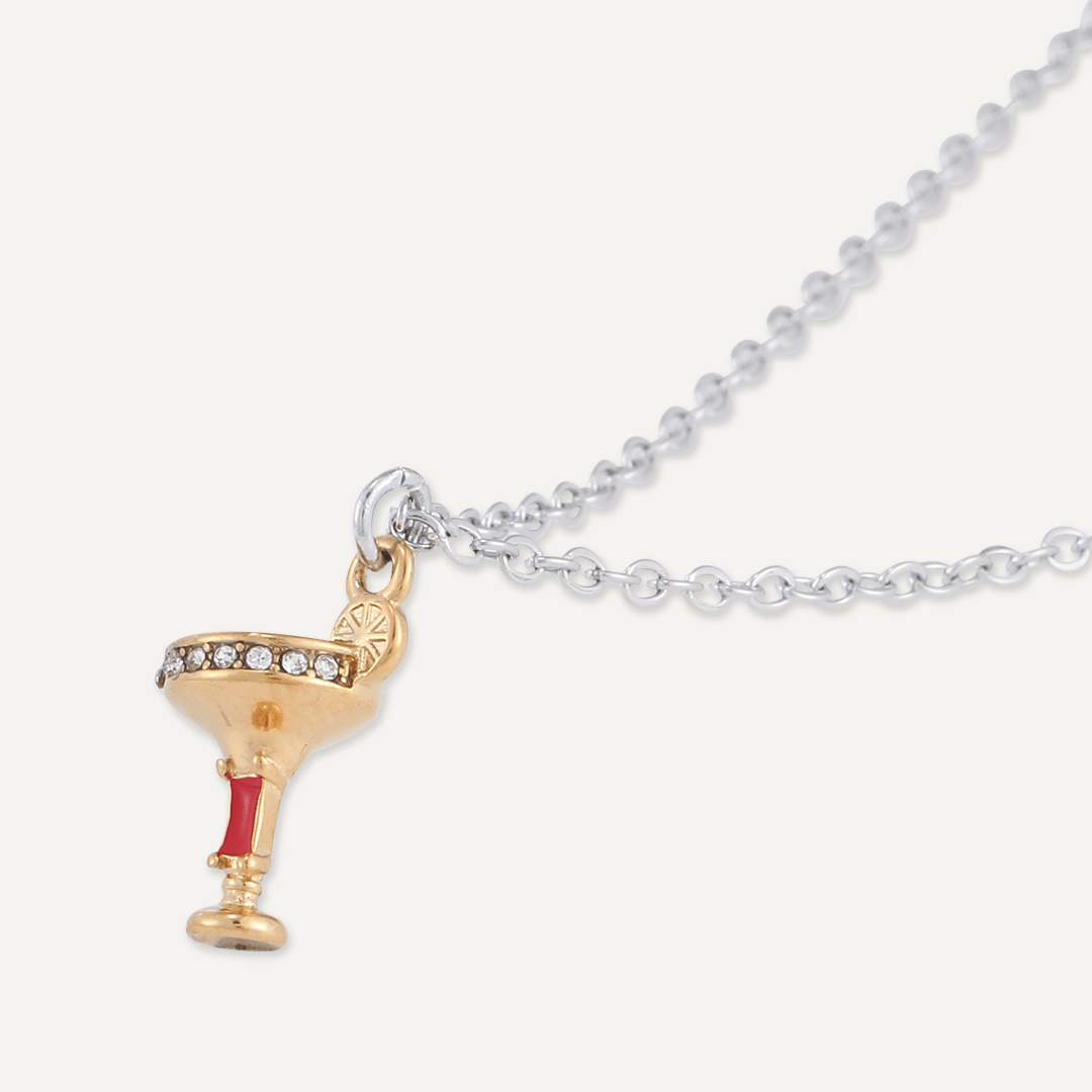 Memories: "CHEERS" | Glass Necklace | White Gold & 18K Gold-Plated