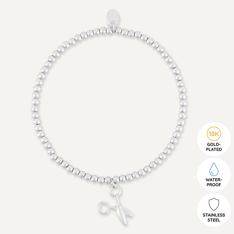 Memories: "SNIP SNIP" | Scissors Bracelet | White Gold-Plated