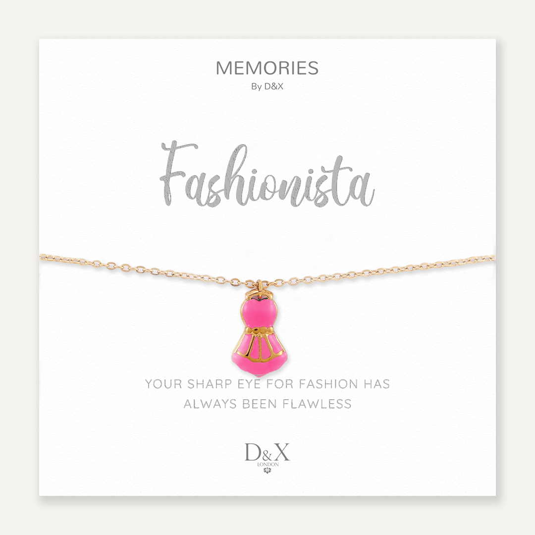 Memories: "FASHIONISTA" | Pink Dress Bracelet | 18K Gold-Plated | Multi-Colour