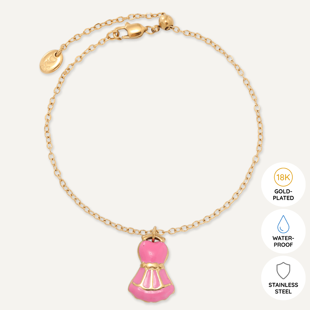 Memories: "FASHIONISTA" | Pink Dress Bracelet | 18K Gold-Plated | Multi-Colour